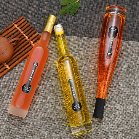 375ml Exquisite Glass Ice Wine Bottle with Lid Thick Bottom Beverage Fruit Wine Bottle Fruit Wine Bottle Juice Vinegar Bottle Small Wine Bottle