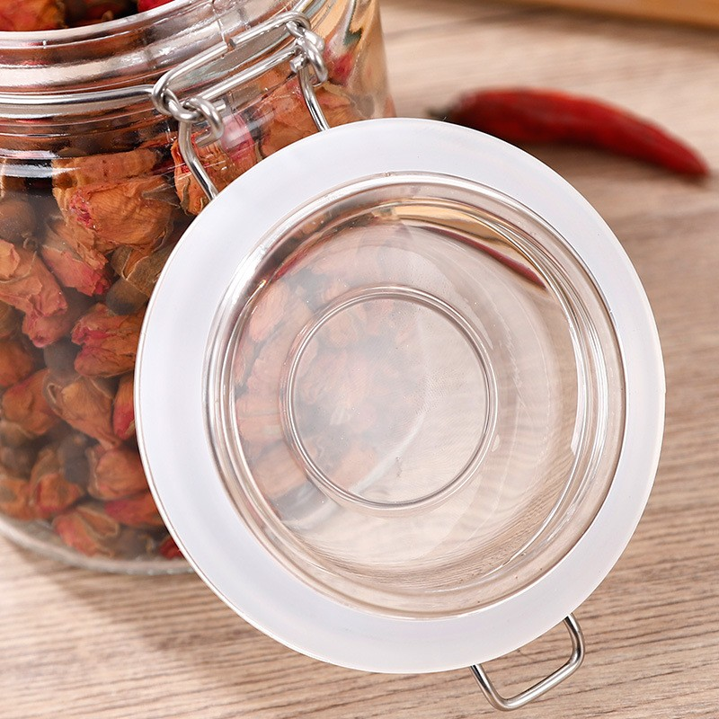 1000ml  snap on glass sealed storage jar, sealed jar for packaging grains, jam and honey, large capacity